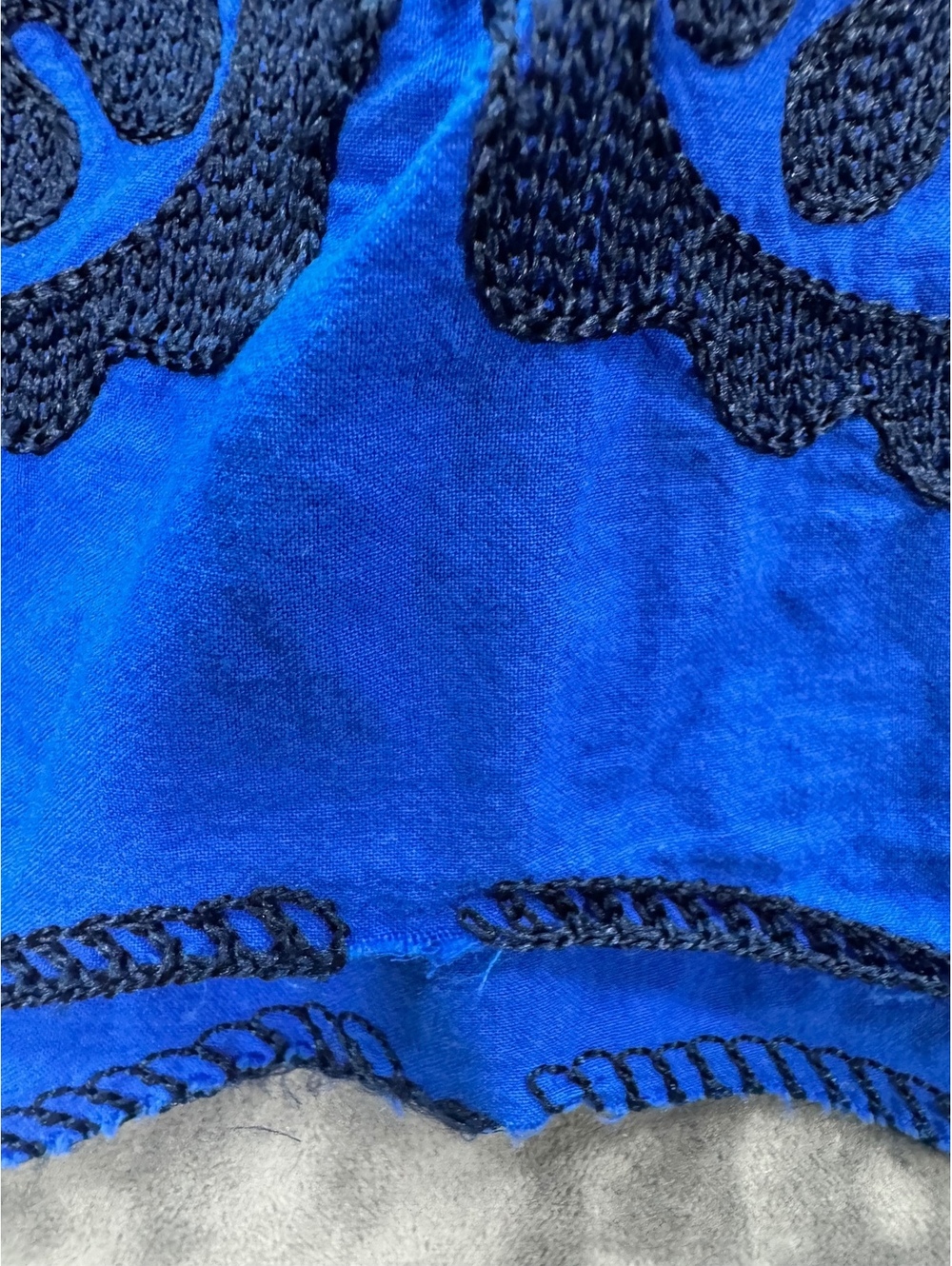 Zara Blue Black Embroidered Cotton Ruffle Hem Mini Peasant Dress XS - Picture 8 of 8